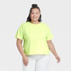 Women's Plus Size Short Sleeve Cropped Boxy T-shirt - Ava & Viv Green