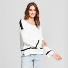 Women's Striped Long Sleeve Pullover Sweater - Mossimo White/black