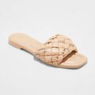 Women's Carissa Wide Width Slide Sandals - A New Day Tan