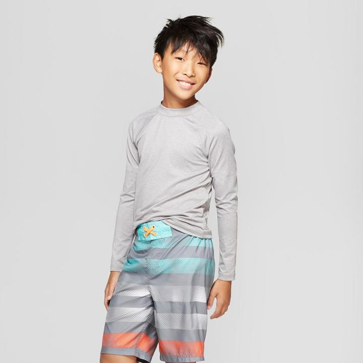 Boys' Long Sleeve Rash Guard - Cat & Jack Gray L, Boy's,