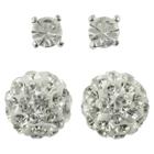 Target Round Post And Fireball Crystal Earrings Set Of