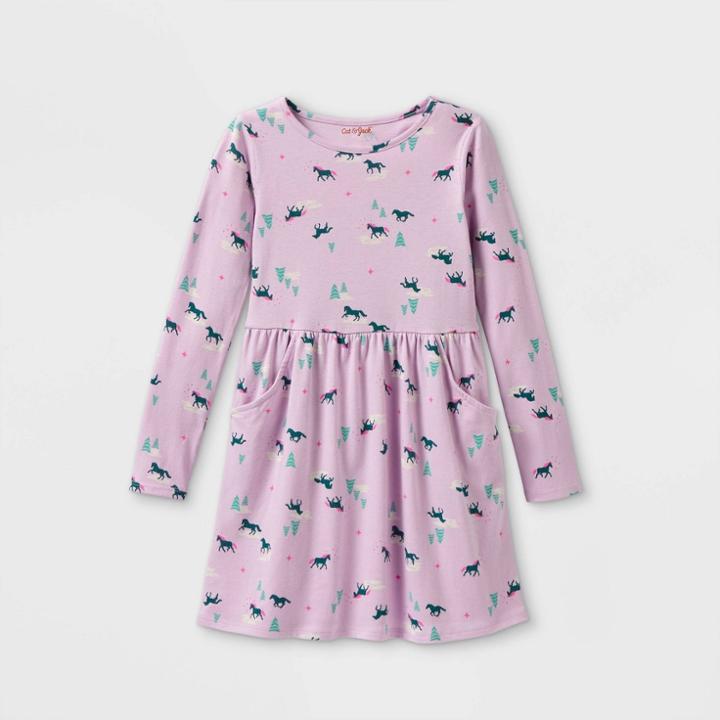 Girls' Printed Long Sleeve Knit Dress - Cat & Jack