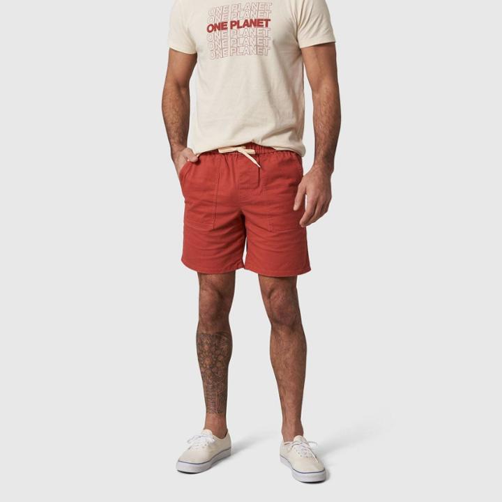United By Blue Men's 7 Organic Cotton Pull-on Shorts - Chili Red