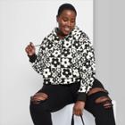 Women's Plus Size Cropped Hoodie - Wild Fable Black Floral