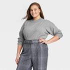 Women's Plus Size Fine Gauge Crewneck Sweater - A New Day Gray