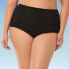 Women's Plus Size Slimming Control Ruched Side High Waist Bikini Swim Bottom - Beach Betty By Miracle Brands Black 1x, Women's,