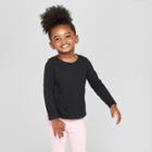 Toddler Girls' Long Sleeve T-shirt - Cat & Jack Black