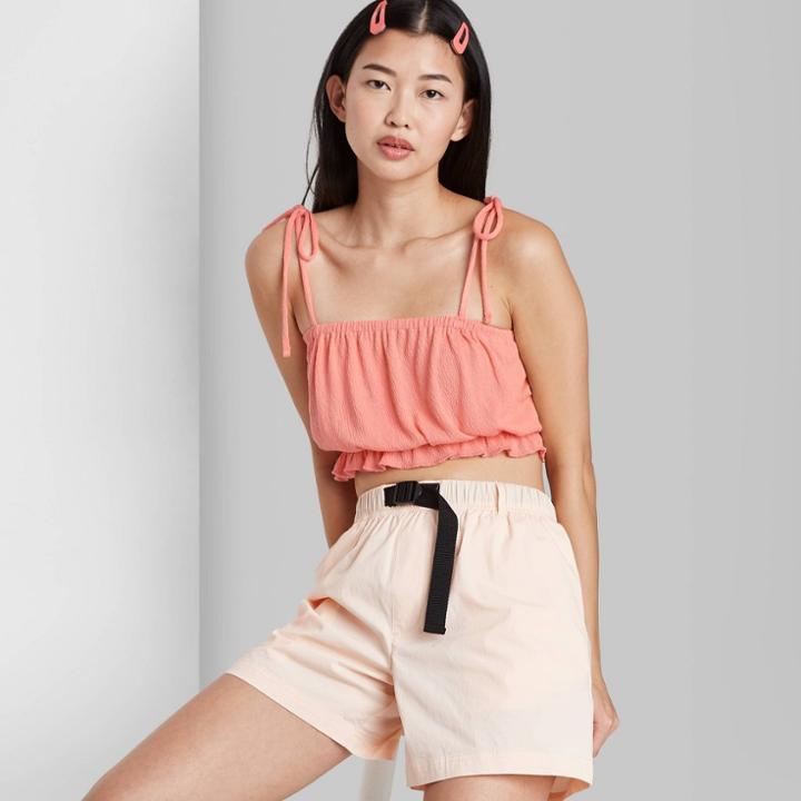 Women's Super Cropped Bubble Tank Top - Wild Fable Coral