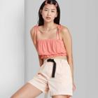 Women's Super Cropped Bubble Tank Top - Wild Fable Coral