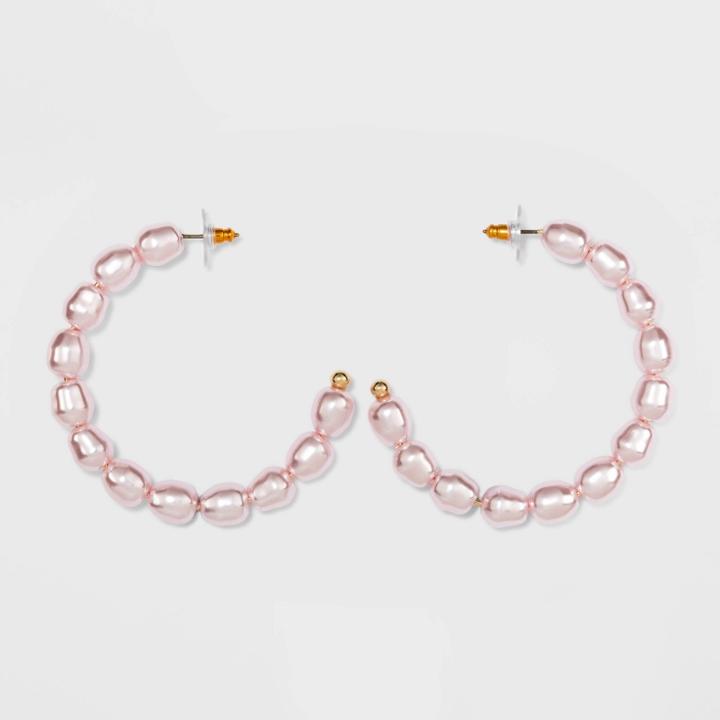 Sugarfix By Baublebar Pearl Hoop Earrings - Blush Pink, Women's