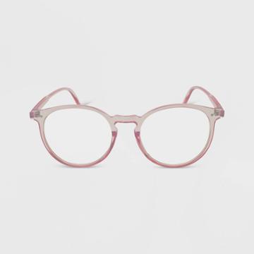 Women's Crystal Plastic Round Blue Light Filtering Glasses - Wild Fable Pink