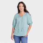 Women's Puff Elbow Sleeve Blouse - Knox Rose Blue
