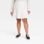 Women's Plus Size Faux Leather Mini Skirt - Ava & Viv Cream X, Ivory