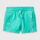 Girls' Elevated Ruffle Shorts - Cat & Jack Green S, Iridescent Green