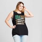 Women's Plus Size Irish Flag Graphic Muscle Tank - Modern Lux (juniors') - Black