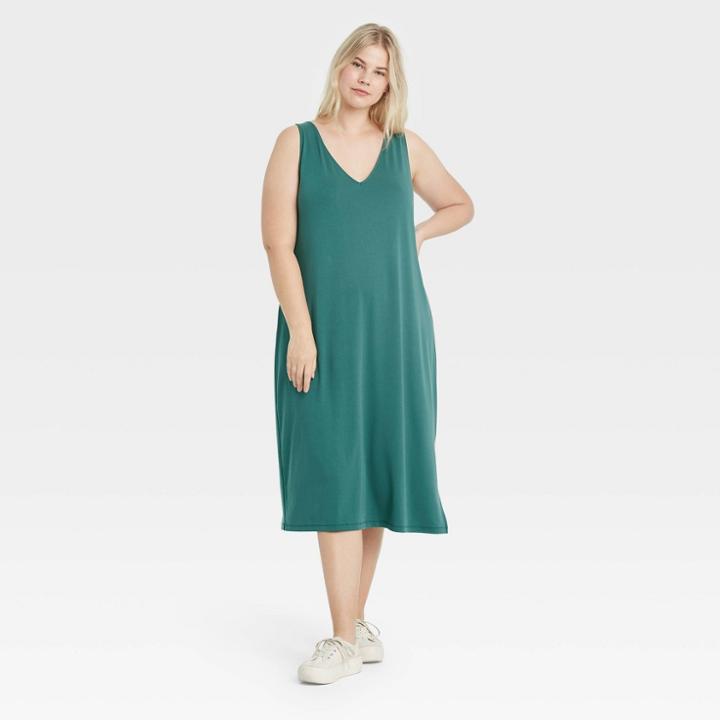 Women's Plus Size Sleeveless Knit Dress - A New Day Dark Teal
