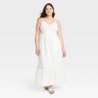 Women's Plus Size Sleeveless Embroidered Bodice Dress - Ava & Viv White X
