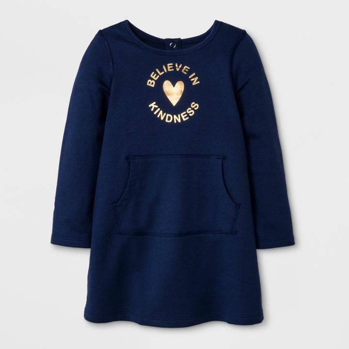 Toddler Girls' Adaptive Believe In Kindness Dress - Cat & Jack Navy