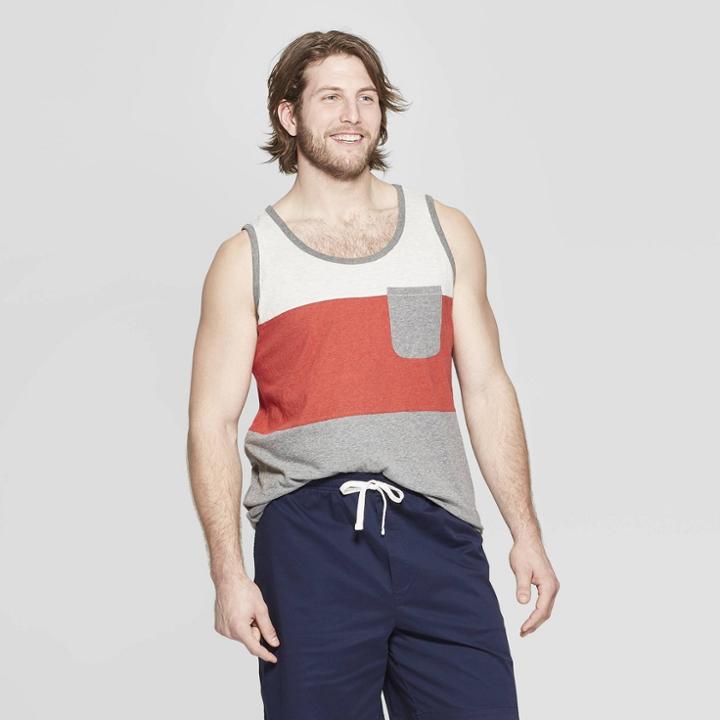 Men's Big & Tall Regular Fit Sleeveless Novelty Pocket Tank - Goodfellow & Co Ripe Red