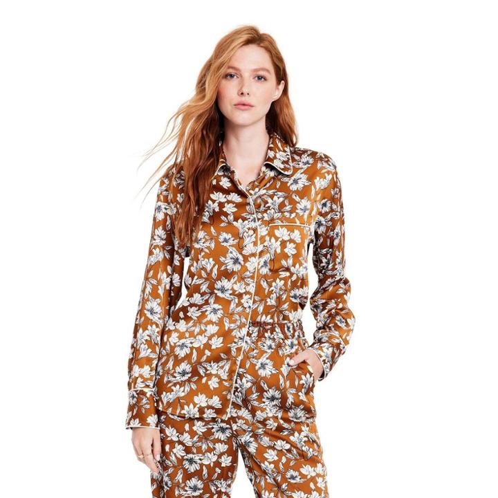 Women's Floral Button Front Blouse - La Ligne X Target Brown Xxs