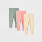 Baby Girls' 3pk Solid And Striped Pull-on Pants - Cloud Island Yellow/pink/green