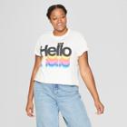 Women's Plus Size Short Sleeve Oh Hello T- Shirt - Mighty Fine (juniors') - Cream