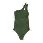 Asymmetrical One Shoulder One Piece Maternity Swimsuit - Isabel Maternity By Ingrid & Isabel Dark Green
