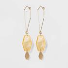 Semi-precious Matte Brown Lip Shell Zinc Drop Geometric Hoop Earrings - A New Day Brown, Women's