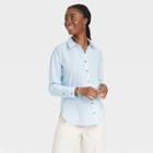 Women's Oversized Long Sleeve Button-down Shirt - Universal Thread Blue