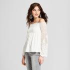 Women's Off The Shoulder Lace Sleeve Knit Top - Xhilaration Ivory