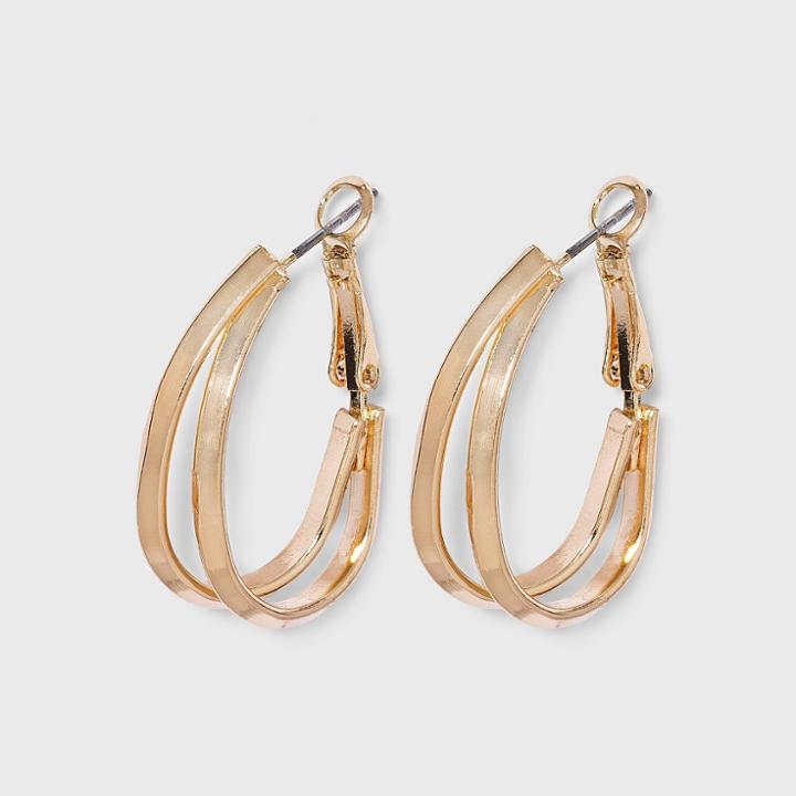 Gold Oval Hoop Earrings - A New Day Gold