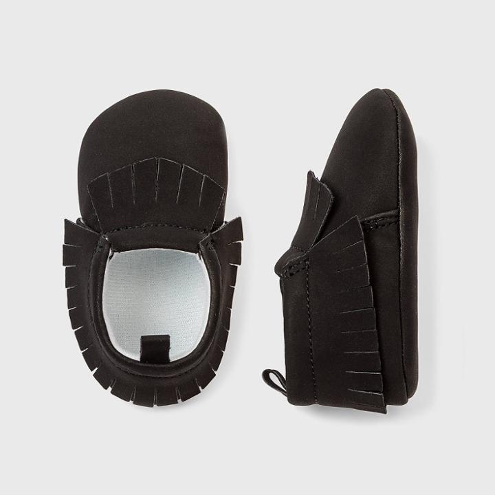 Baby Girls' Moccasin Crib Shoes - Cat & Jack Black