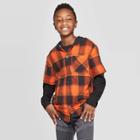 Boys' Long Sleeve Hooded T-shirt - Art Class Orange L, Boy's,