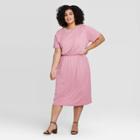 Women's Plus Size Short Sleeve Crewneck T-shirt Dress - A New Day Purple 1x, Women's,