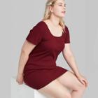 Women's Plus Size Short Sleeve Knit Dress - Wild Fable Red