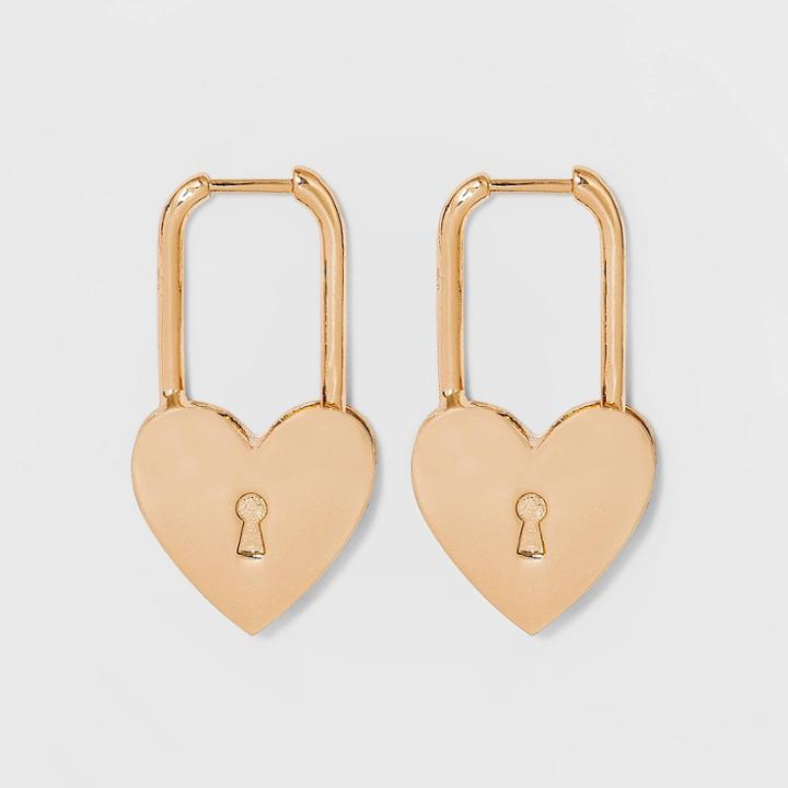 Sugarfix By Baublebar Heart Locket Hoop Earrings - Gold