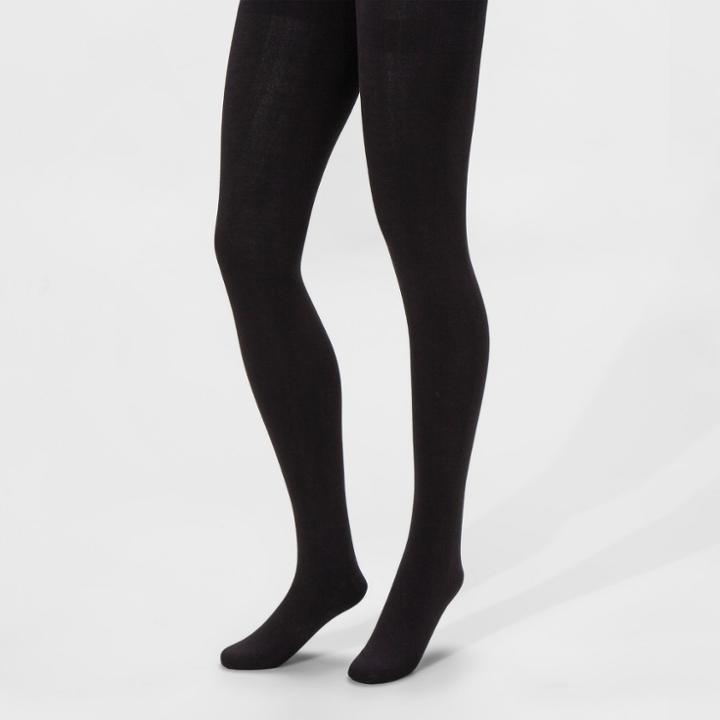Women's Fleece Lined Tights - A New Day Black S/m, Women's, Size: