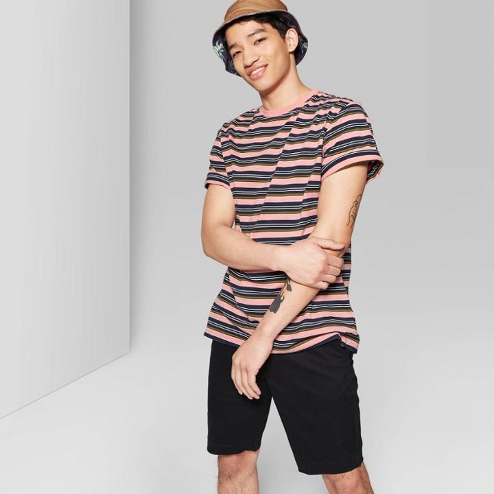 Men's Striped Retro Short Sleeve T-shirt - Original Use Nectar