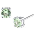Target Silver Plated Brass Green Stud Earrings With Crystals From Swarovski (4mm), Women's,