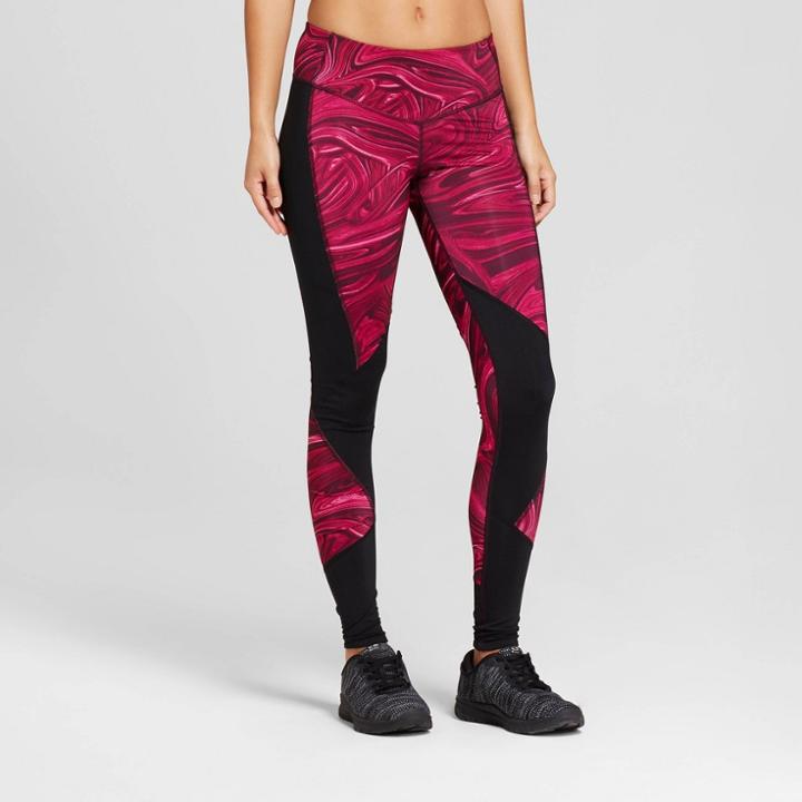 Women's Reversible Embrace Print-to-solid Leggings - C9 Champion - Deep Raspberry/marble Print