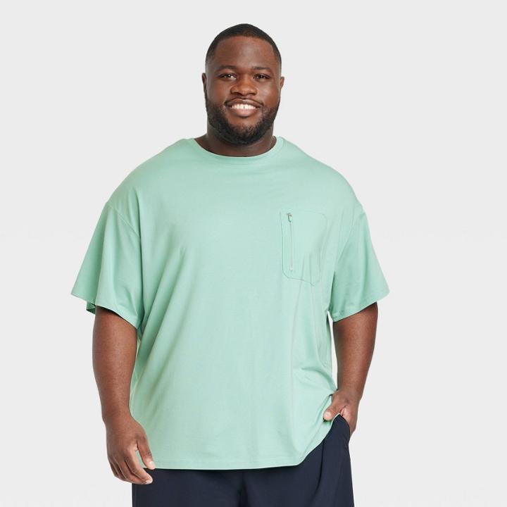 Men's Big Short Sleeve T-shirt - All In Motion Teal Gray