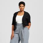 Women's Plus Size Short Sleeve Cardigan - A New Day Black X