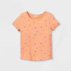 Girls' Rib-knit Printed Short Sleeve Top - Cat & Jack Peach