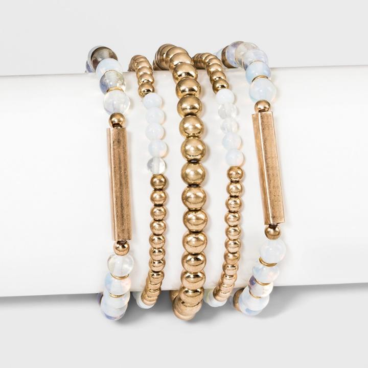 Semi Precious Moonstone Fashion Bracelet Set - Universal Thread White/gold