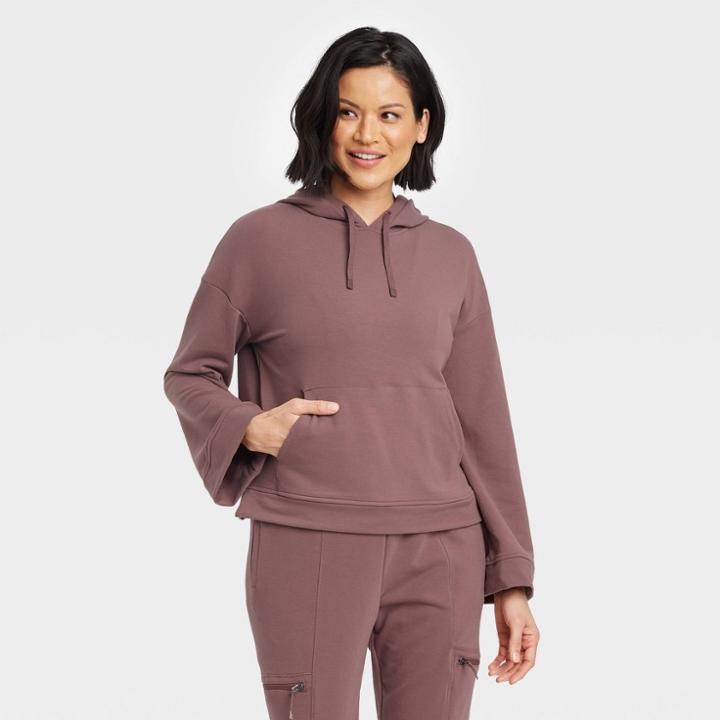 Women's Bell Sleeve Hooded Sweatshirt - All In Motion Brown