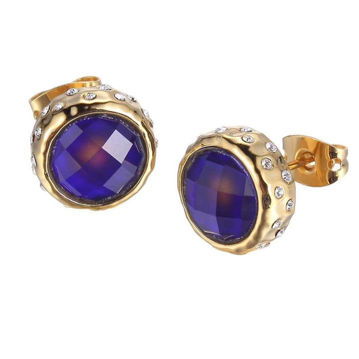Prime Art & Jewel Color Changing 18k Gold Over Fine Silver Plated Bronze Round Thermochromic Crystal Mood Stud Earrings, Girl's