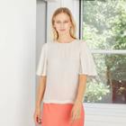 Women's Jacquard Short Sleeve Woven T-shirt - A New Day Cream