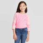 Girls' 3/4 Sleeve Heart Print Baseball T-shirt - Cat & Jack Pink