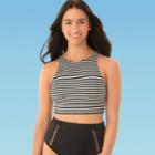 Women's Slimming Control High Neck Bikini Top - Beach Betty By Miracle Brands Black/white S, Women's,