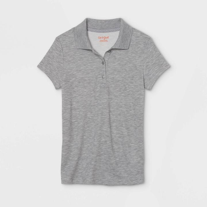 Petitegirls' Short Sleeve Performance Uniform Polo Shirt - Cat & Jack Heather Gray